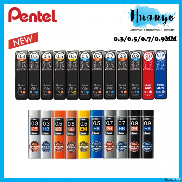 Pentel Ain Ricarica Mine Per Matita Meccanica | 0.5 Mm | Durezza H | Tubo Da 40 Pezzi