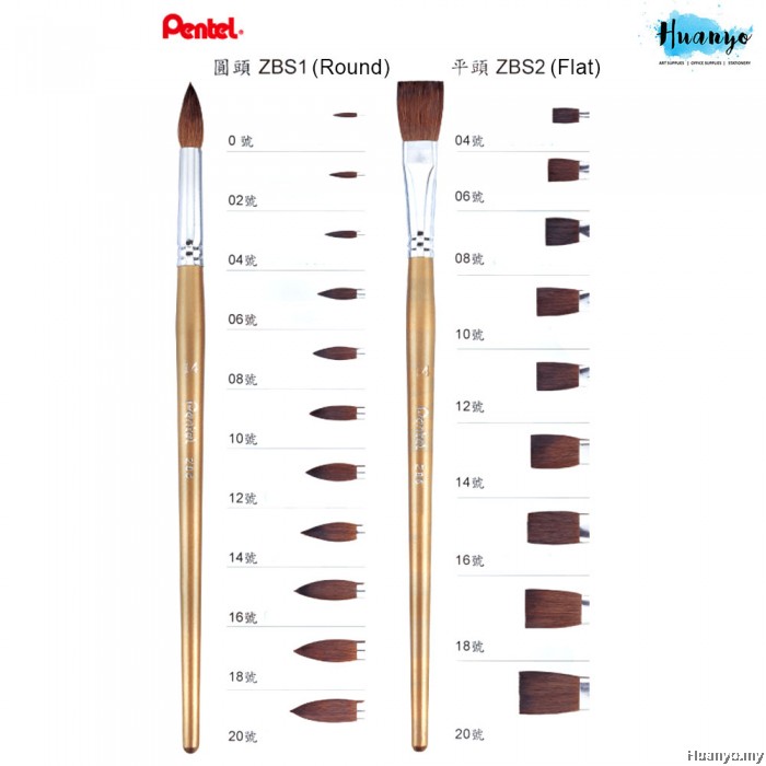 Pentel Brush Pony Hair ZBS2 Flat