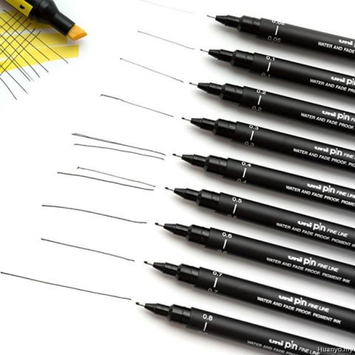 UNI PIN Technical Drawing Pen (0.05MM 0.8MM) Set of 9