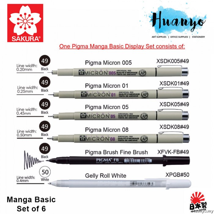 Sakura Pigma Manga Basic 6pcs Set