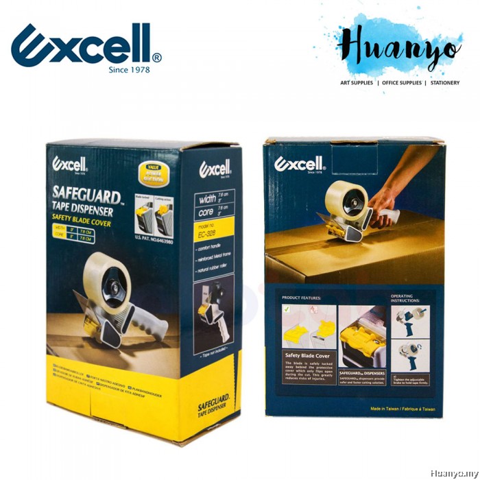 Excell SafeGuard™ EC326 OPP BOPP Tape Dispenser with Handle (Fit 3