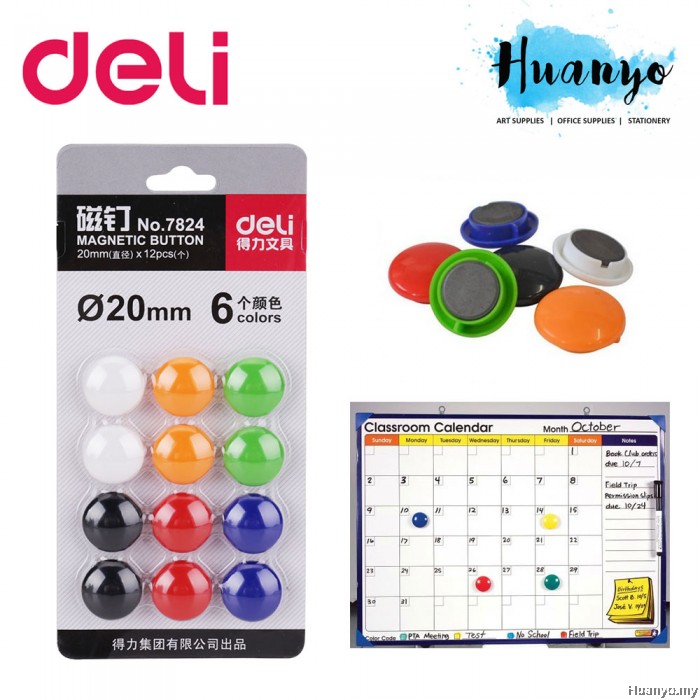 Deli Button 15MM 12 pcs/6 Colours