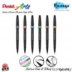 Pentel Fude Brush Sign Pen Artist SESF30C Extra Fine and Soft (6 Colour Set)