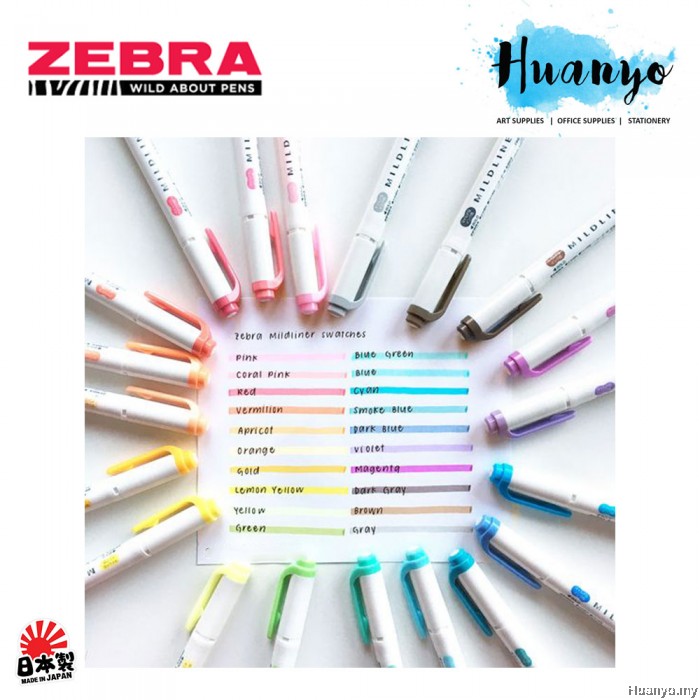 Zebra Mildliner Double Sided Twin Tip Highlighter Pen Set of 5