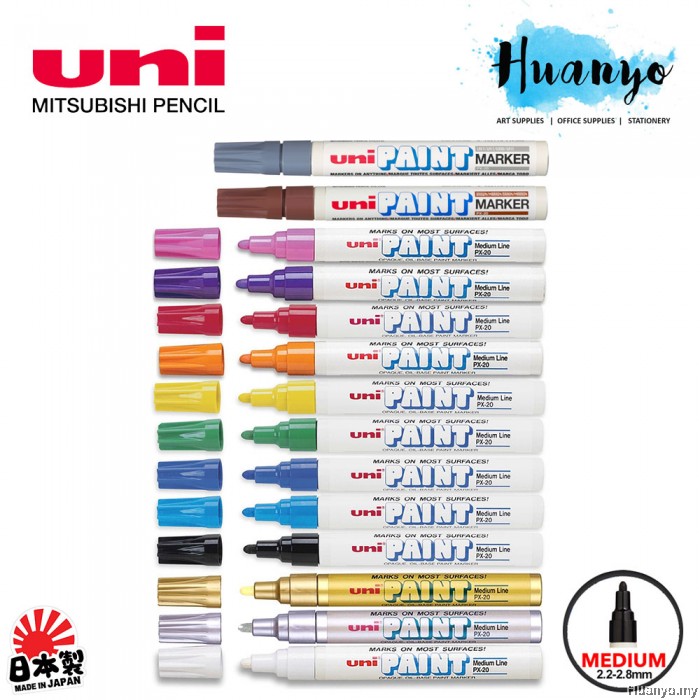Uni Paint Marker PX 20 Medium Tip Multi Surface Water Proof Colour (Per