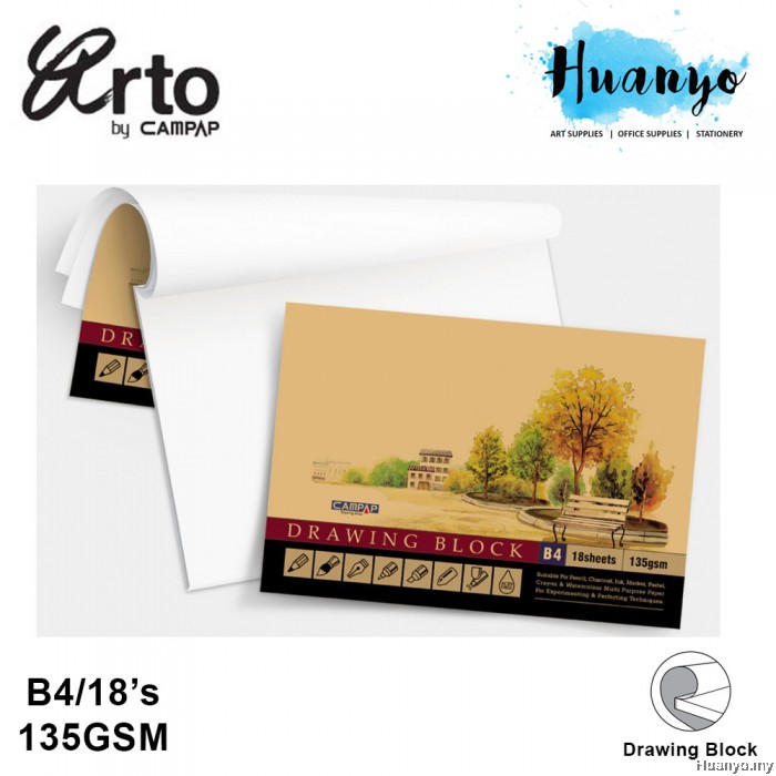 Campap Arto Drawing Paper Block B4 135gsm 18 Sheets