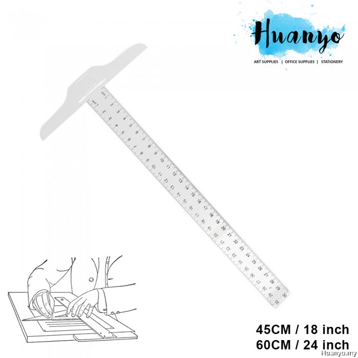 Apex Plastic Metric Double Side T Square Ruler (45cm,18 inch / 60 cm,24 ...