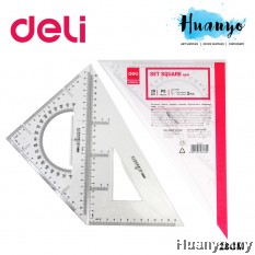 Deli Transparent Plastic Set Square Metric Ruler 28 CM 6430