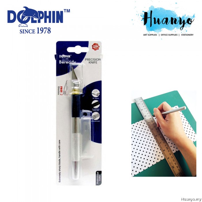 Dolphin Precision Metal Art Pen Knife with Rubber Grip for Craft DOLSX06 (Free 2 Blades)
