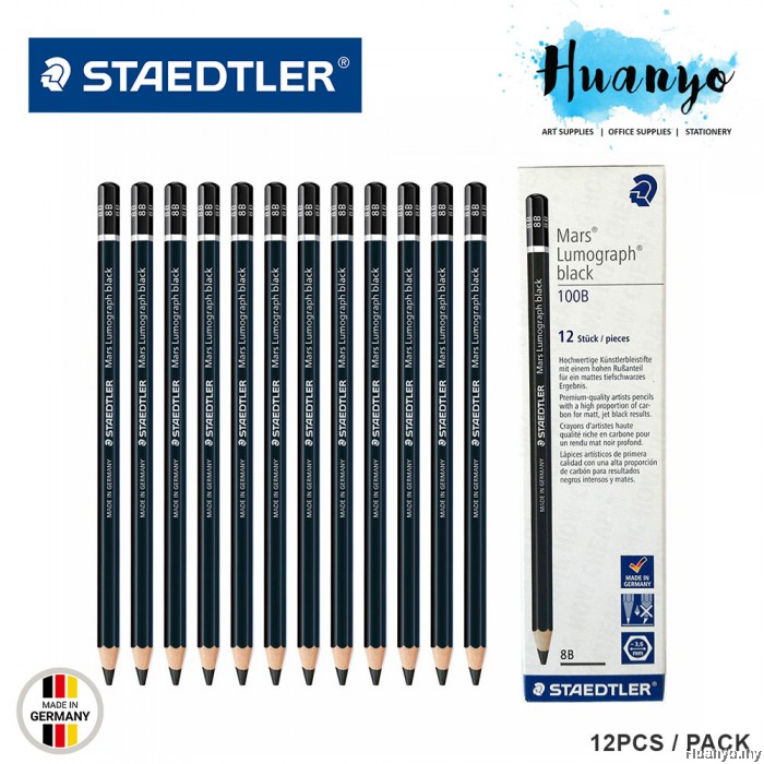 Staedtler Mars Lumograph Black Sketching Drawing Pencil 12pcs Pack