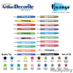 Artline Decorite Multi Surface Marker - Bullet Tip (1.0MM) [Set of 20]