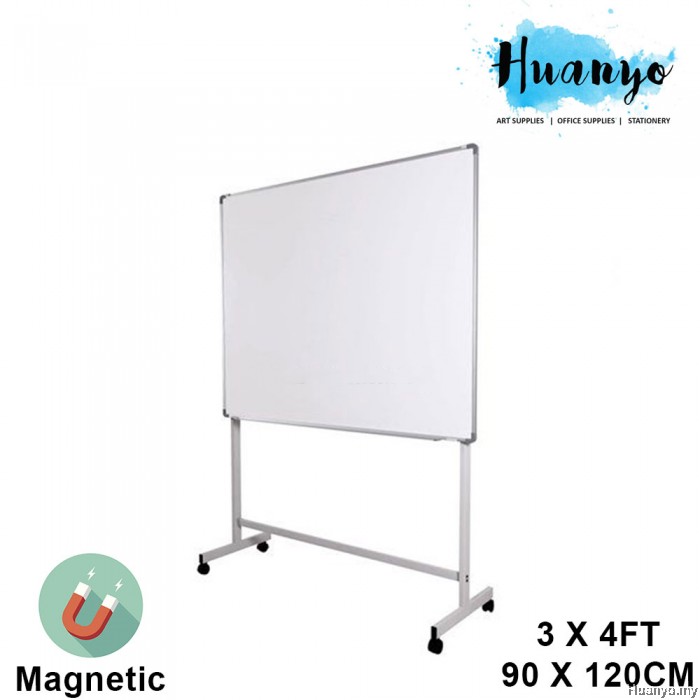 White Board 3' X 4' (90 x 120CM) With Mobile Metal Stand and