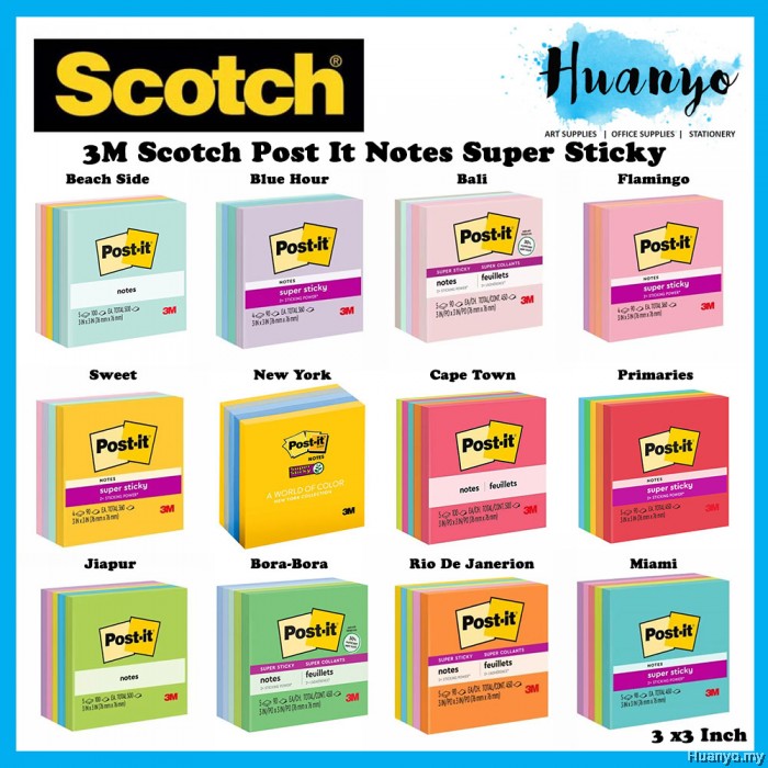 Sticky store notes sizes