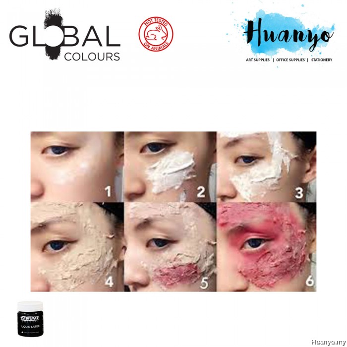 Global Colours Liquid Latex 45ML (For FX / Halloween makeup, Fake Skin