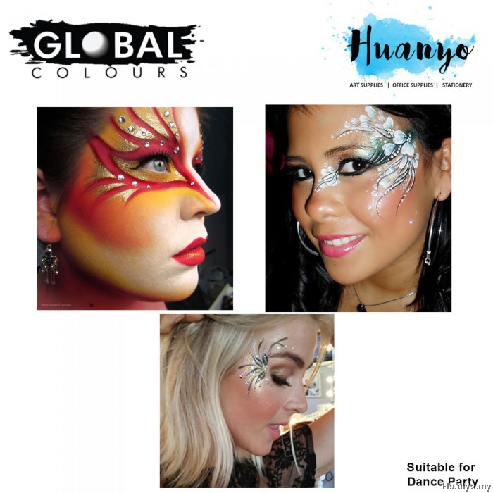 Global Colours BodyArt Fluorescent Neon Glow in the Dark Face and Body ...