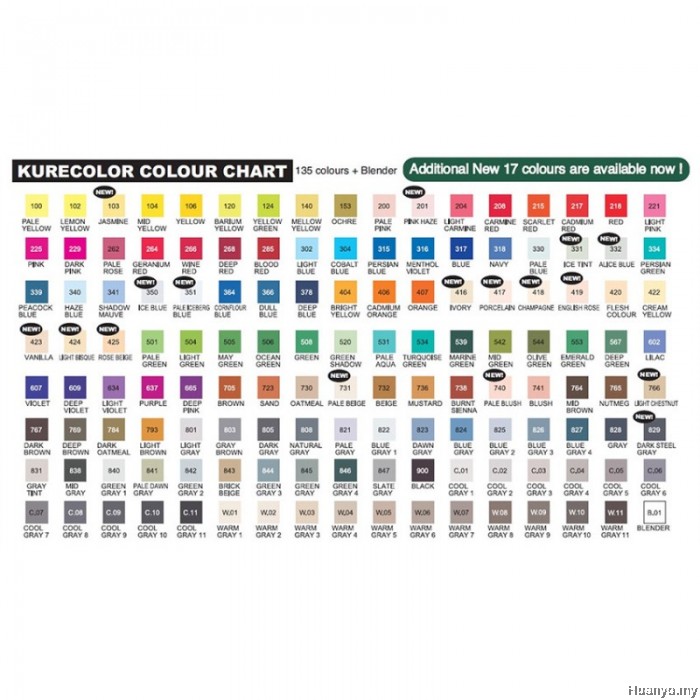 COLOR GUIDE セット 1, 2, 3 Zig Kurecolor Twin WS Warm Gray Set w/Bonus Blender