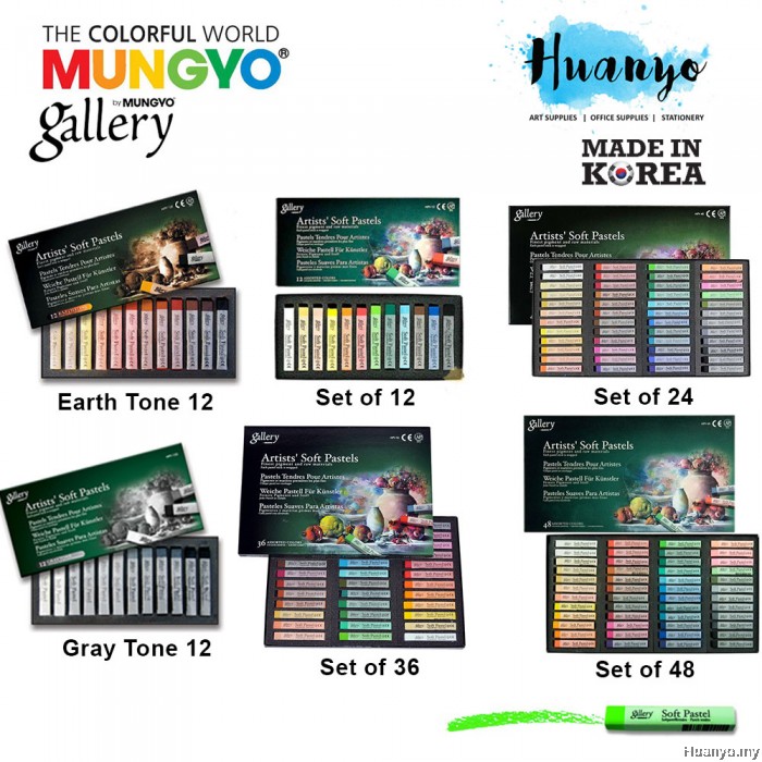 Mungyo Gallery Artist Grade Soft Pastel (Pastels Set of 12, 24, 36, 48