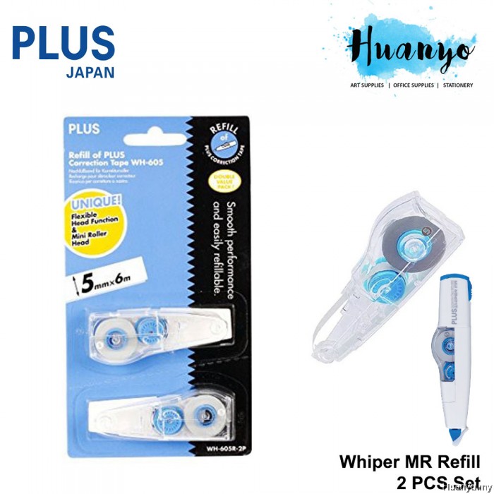 Plus Whiper MR Correction Tape 2 PCS Refill Set (Blue 5MM x 6M) [Refill]