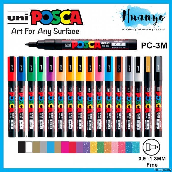 Uni Posca Water-Based Colour Paint Marker PC-3M Bullet Fine Tip