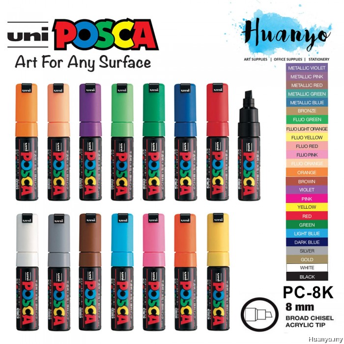 Uni Posca Water-Based Colour Paint Marker PC-8K Bullet Chisel