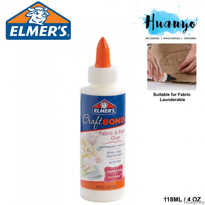 Elmer's Craft Bond Launderable Fabric & Paper Permanent Glue (118ML / 4OZ)