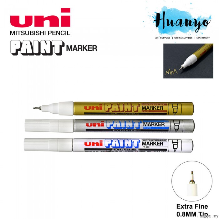 Uni Paint Marker PX 203 0.8MM Extra Fine Tip (Per Pcs, Gold / Silver / White)
