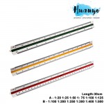 High Precision Technical Drawing Triangular Scale Ruler 30cm (A - 1:20 1:25 1:50 1: 75 1:100 1:125, B - 1:100 1:200 1:250 1:300 1:400 1:500)