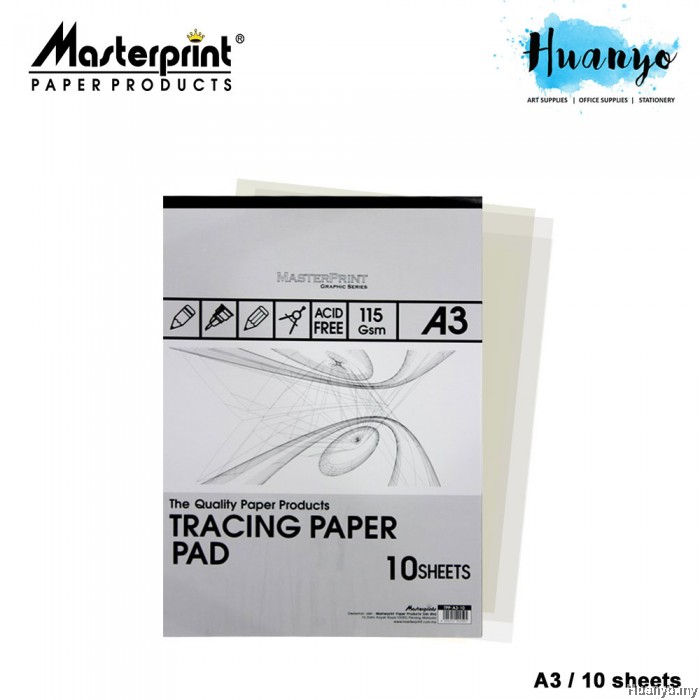 Masterprint Tracing Paper Pad 115GSM (A4 / A3 / A2 Size 10 Sheets/Pad )