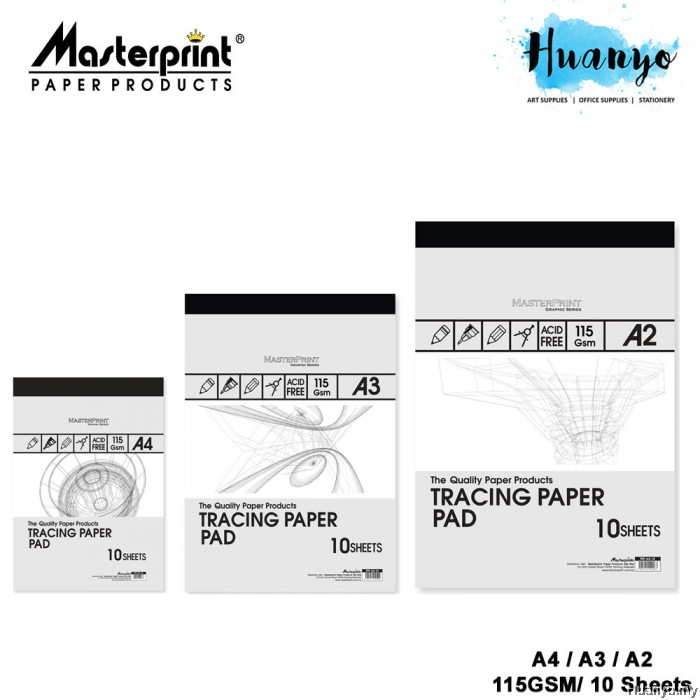 Masterprint Tracing Paper Pad 115GSM (A4 / A3 / A2 Size 10 Sheets/Pad )