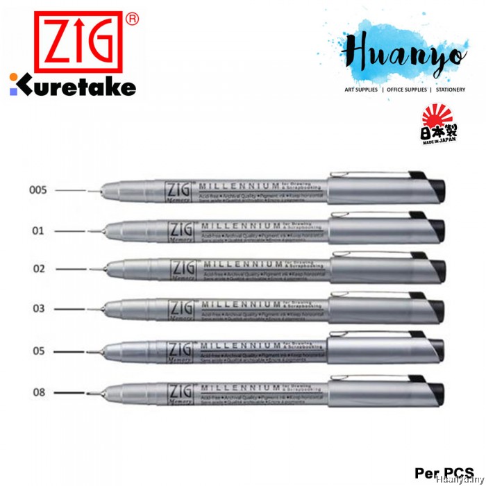 Kuretake Zig Millennium Technical Drawing Pen 005/01/03/05/08