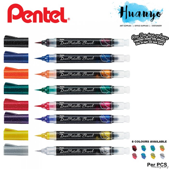 Pentel Dual Metallic Calligraphy Drawing Brush Pen XGFH-D