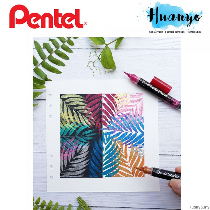 Pentel Dual Metallic Calligraphy Drawing Brush Pen XGFHD