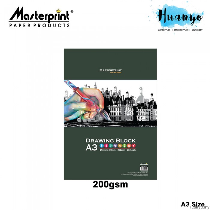 Masterprint Art Drawing Paper Block (A3 Size 20 Sheets ) [135GSM