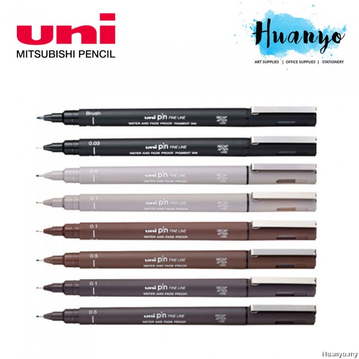 3-Pack Uni Pin Fineliner Drawing Pens – Sepia & Black Ink, 0.1mm & 0.5mm Nibs