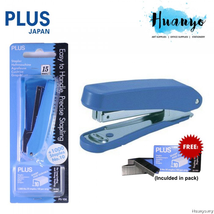 PLUS Office Paper Stapler PS-10E Set (Free Staples 1000pcs)