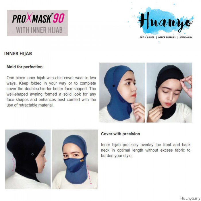 Muslimah Inner Hijab ProXmask 90 Layer Anti Bacterial Reusable
