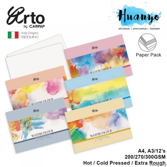 ARTO 100% Cellulose Watercolour Paper – 300gsm, A4 Cold Pressed, Acid Free