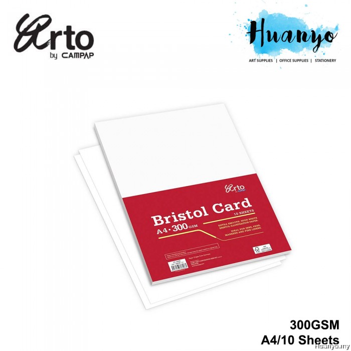 Campap Arto Bristol Smooth Paper Card Pack (A4/A3, 180GSM/300GSM, 10