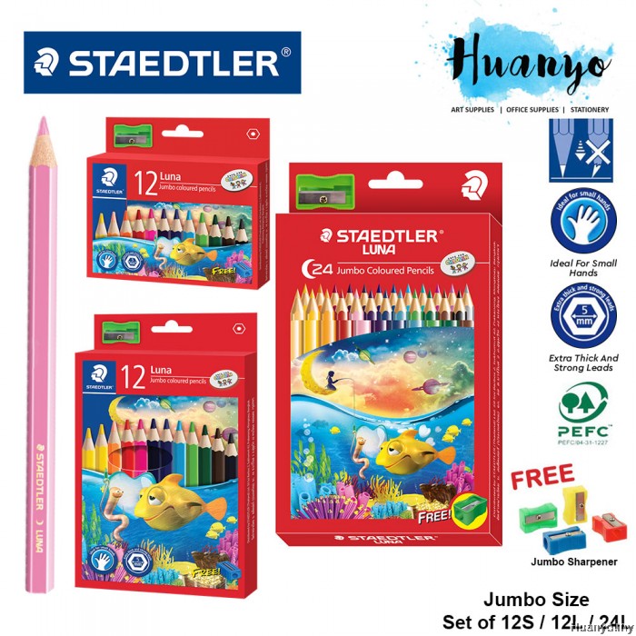 Staedtler Luna Jumbo Permanent Colour Pencil (12S / 12L / 24L Color Set