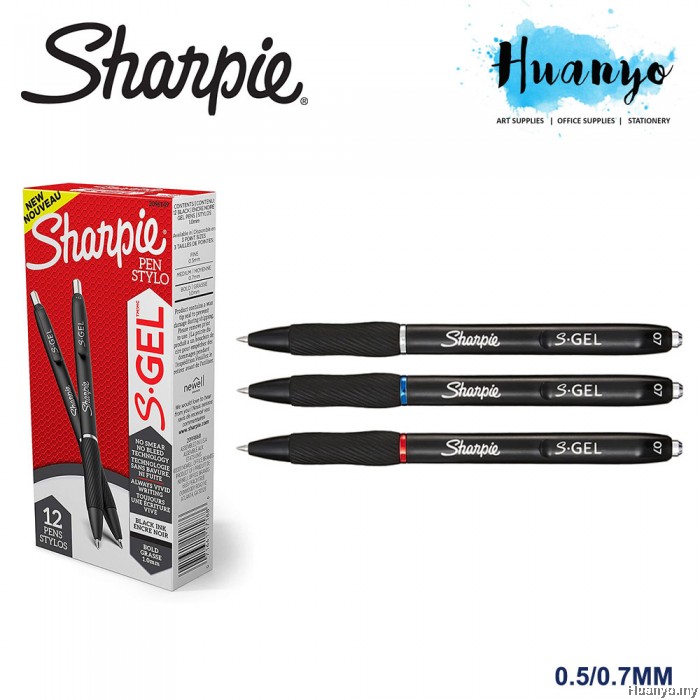 Sharpie S Gel Retractable Rubber Grip Gel Pen 0.5 0.7MM Black