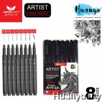 Unicorn Artist Fineliner Technical Drawing Pen Wallet Set of 8 (0.03-2.0MM,  UFL-8FL)