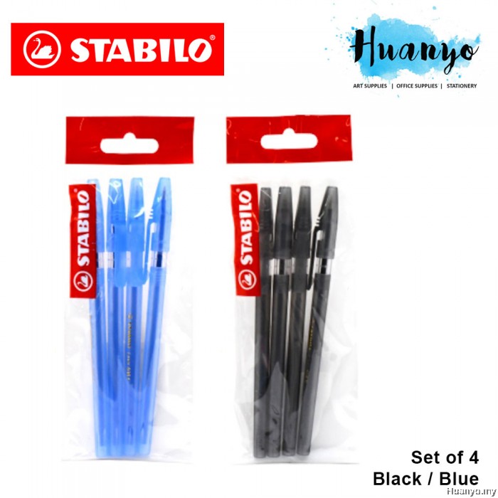 Stabilo Liner 808 Ballpoint Pen Fine (Black/ Blue) Set of