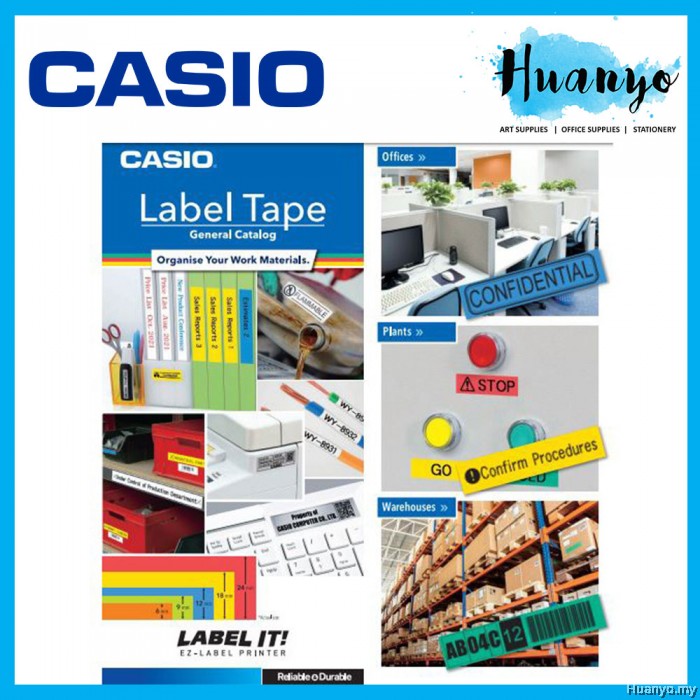 Casio EZLabel Printer Tape Cartridge 6 / 9 /12 / 18 / 24 MM (Per PCS)