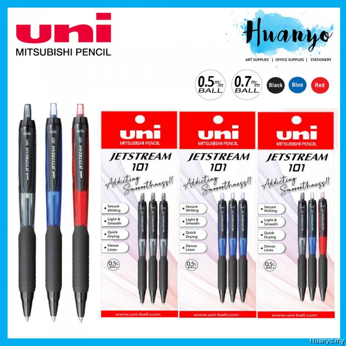 Uni Jetstream 101 Retractable Rubber Grip Roller Ball Pen