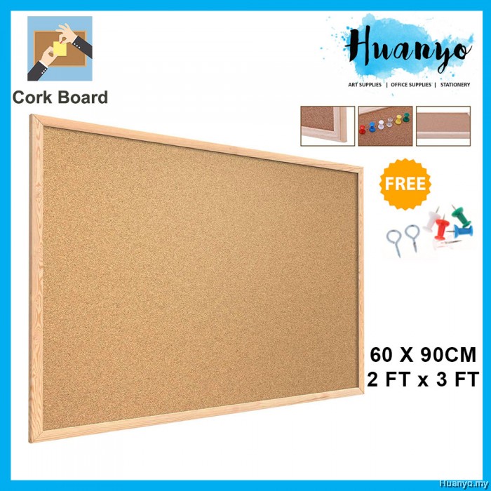 Sanko Star Wooden Frame Notice Bulletin Cork Board (60 X 90 CM , Extra