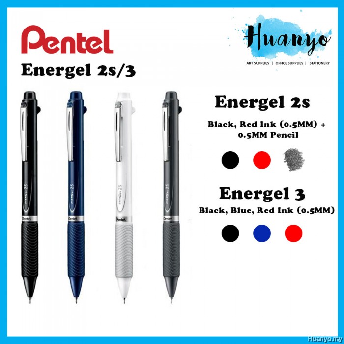 Pentel EnerGel 2S/3 Multi-Function Colour Gel Pen, 2-Ink 3-Ink