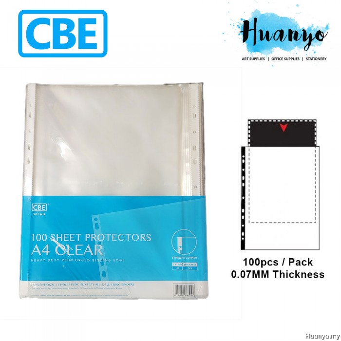 CBE Plastic Sheet Protector A4 100's/pack 305AB (0.07MM Plastic Thickness)