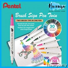 Pentel Art Twin Tips Fude Brush Sign Pen Calligraphy Drawing SESW30C (Per PCS)