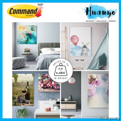 3M Command Large/Jumbo White Canvas Picture Hanger Damage Free Removable Strong Adhesive (Holds up to 1.3-2.2kg,1pc/pck)