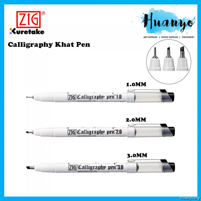 Chisel Point Calligraphy ZIG Calligraphy Khat Arabic Jawi Pen (Flat/Chisel Tip - 1.0MM, 2.0MM, 3 ...